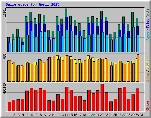 Daily usage for April 2025