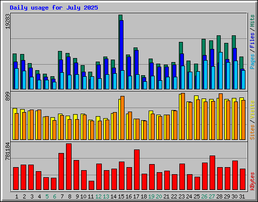 Daily usage for July 2025